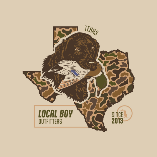Local Boy Old School Retriever State Tee (TX)- Latte