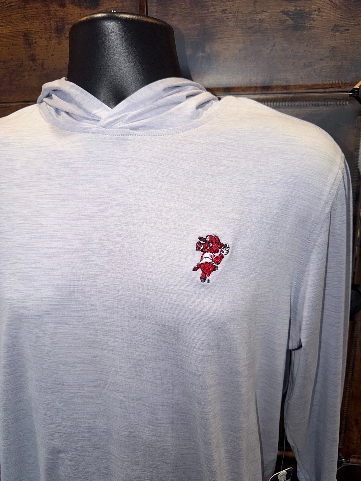 Johnnie-O Arkansas Talon Featherweight Performance Hoodie - Arkansas Pitching Hog