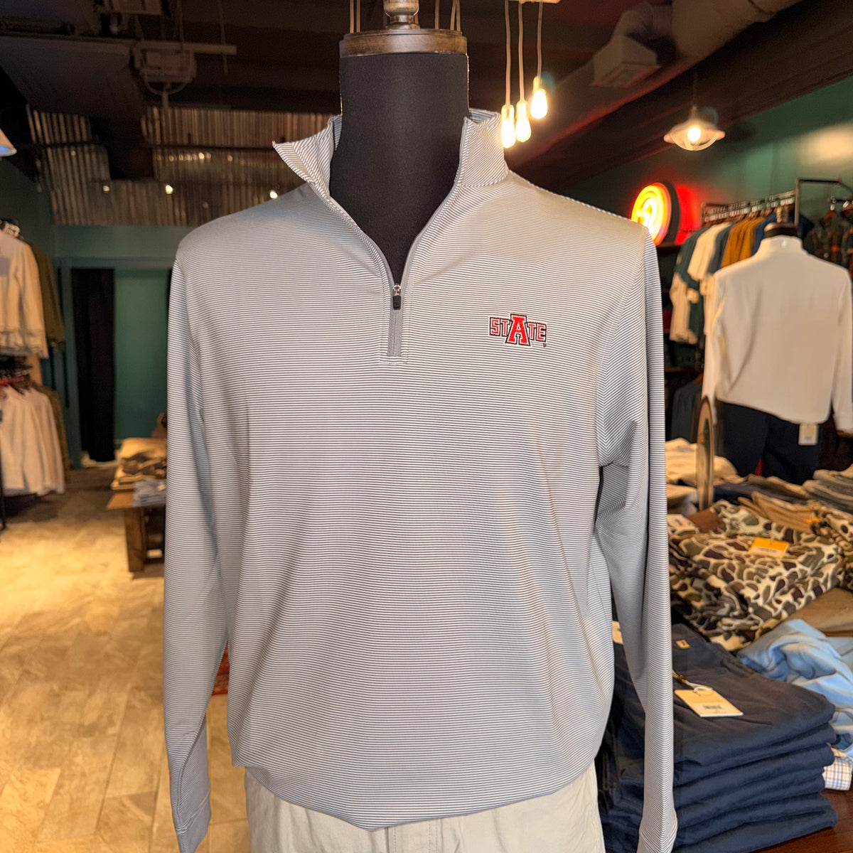 GenTeal Venture Pinstripe A-State Quarter-Zip (Charcoal)