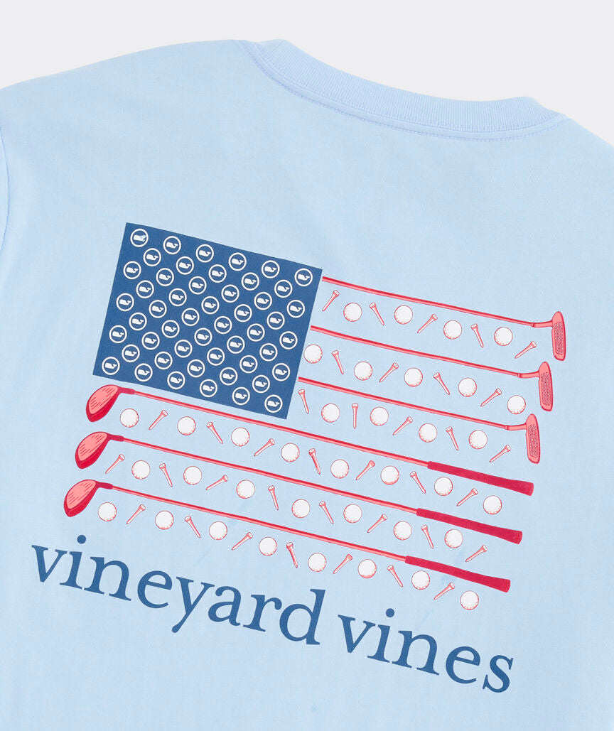 Vineyard Vines Golf Clubs Flag Short-Sleeve Pocket Tee (Jake Blue)
