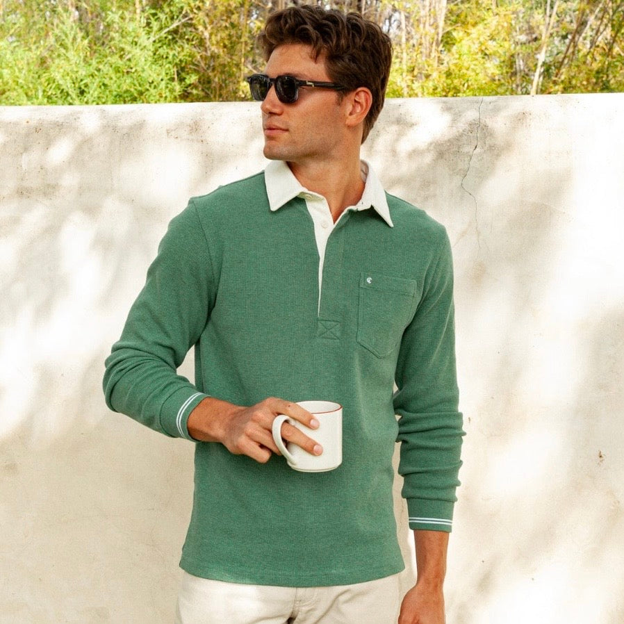 Criquet Waffle Rugby Shirt (Heather Green)