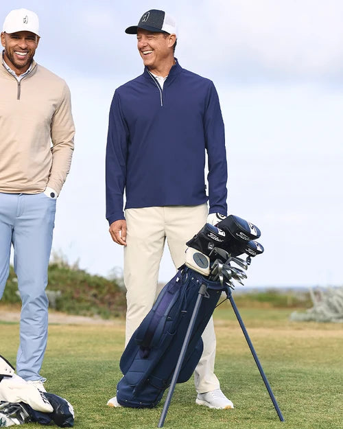 Johnnie-O Hoppin Ribbed Knit Performance Pullover (Navy)