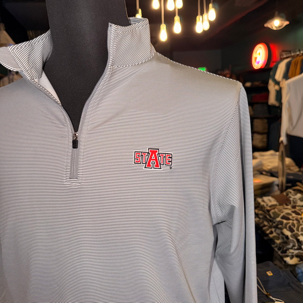 GenTeal Venture Pinstripe A-State Quarter-Zip (Charcoal)