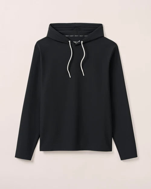 Johnnie-O Hoppin Ribbed Knit Performance Hoodie (Black)