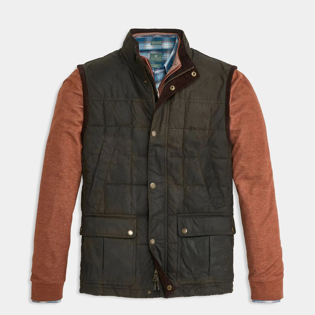 GenTeal Merritt Waxed Cotton Vest- Chocolate