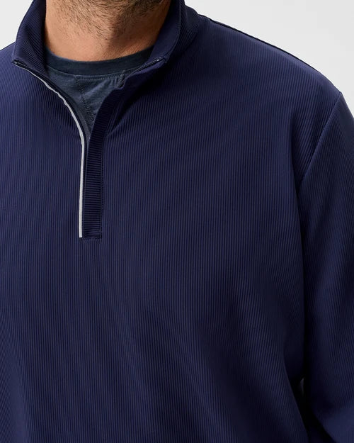 Johnnie-O Hoppin Ribbed Knit Performance Pullover (Navy)