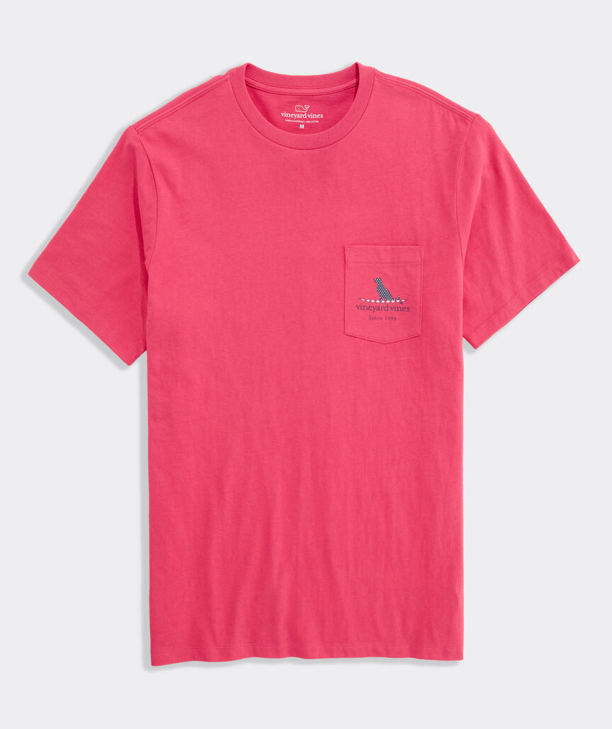 Vineyard Vines Flag Dog Surfboard Short-Sleeve Pocket Tee - Sailors Red