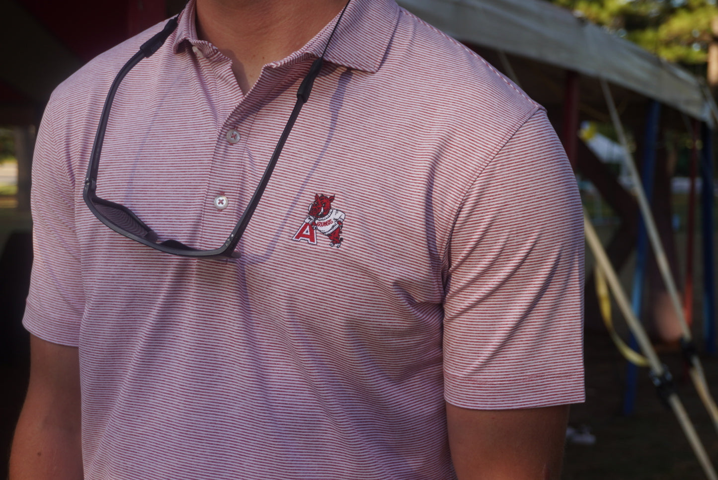Johnnie-O 'Hog' Leaning on 'A' Vault Logo Lyndonn Polo (Crimson)
