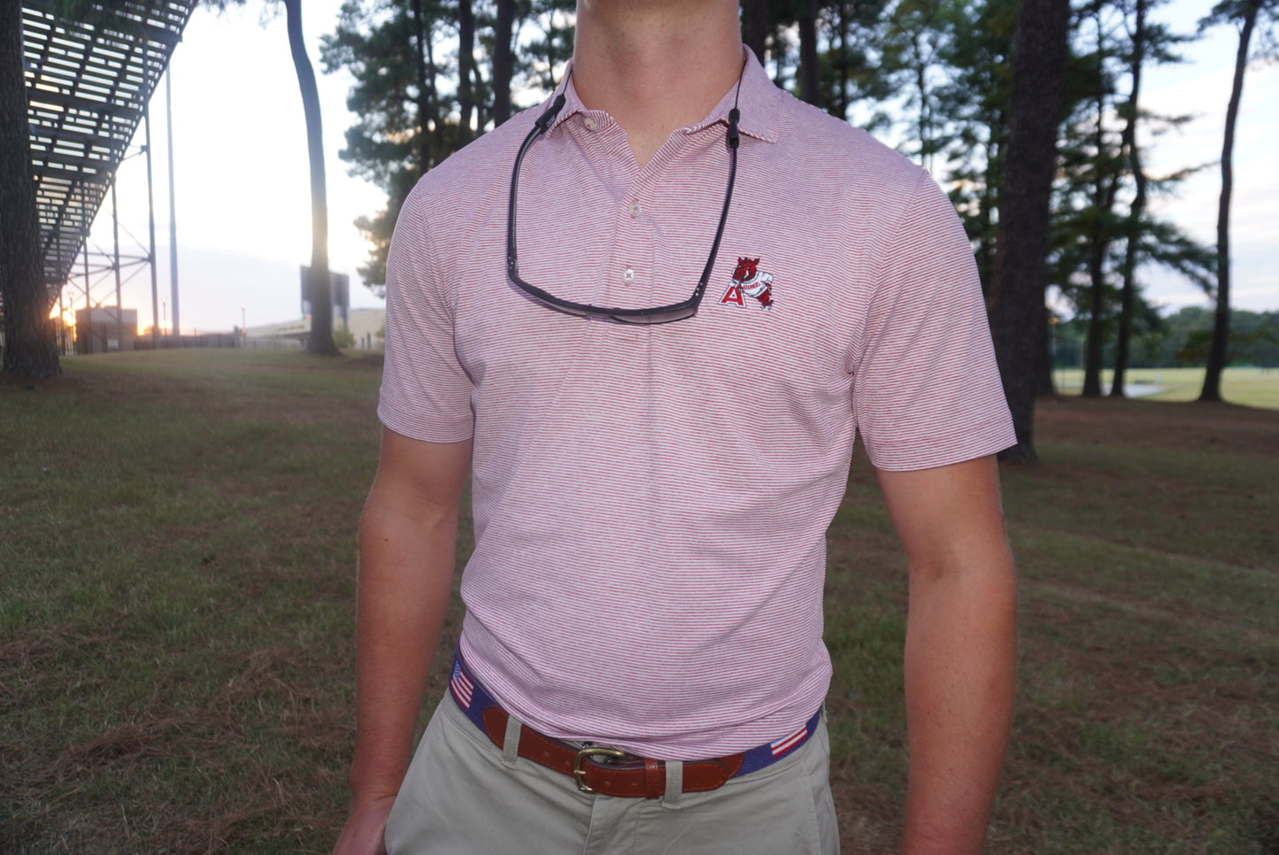 Johnnie-O 'Hog' Leaning on 'A' Vault Logo Lyndonn Polo (Crimson)
