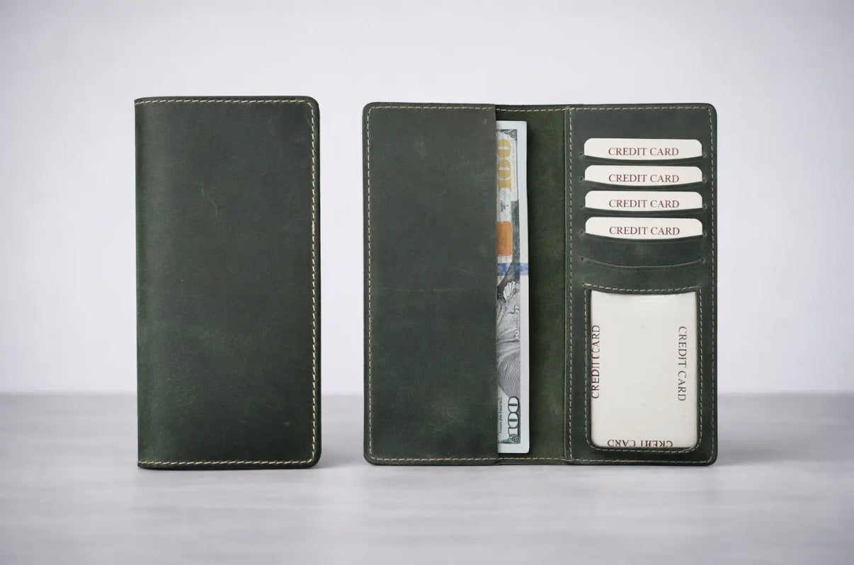 Leather Long Wallet (Green)