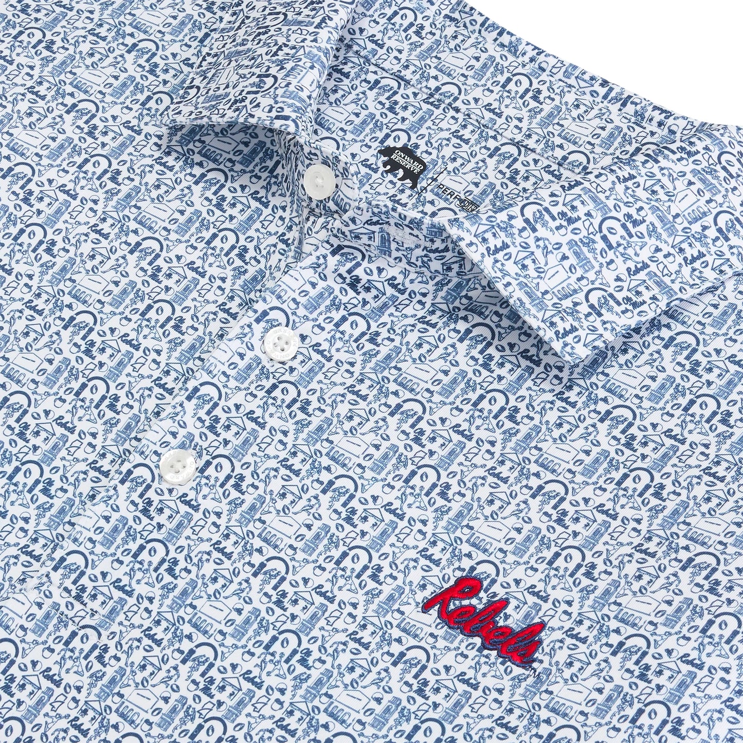 Onward Reserve Ole Miss Icon Printed Performance Polo (White)