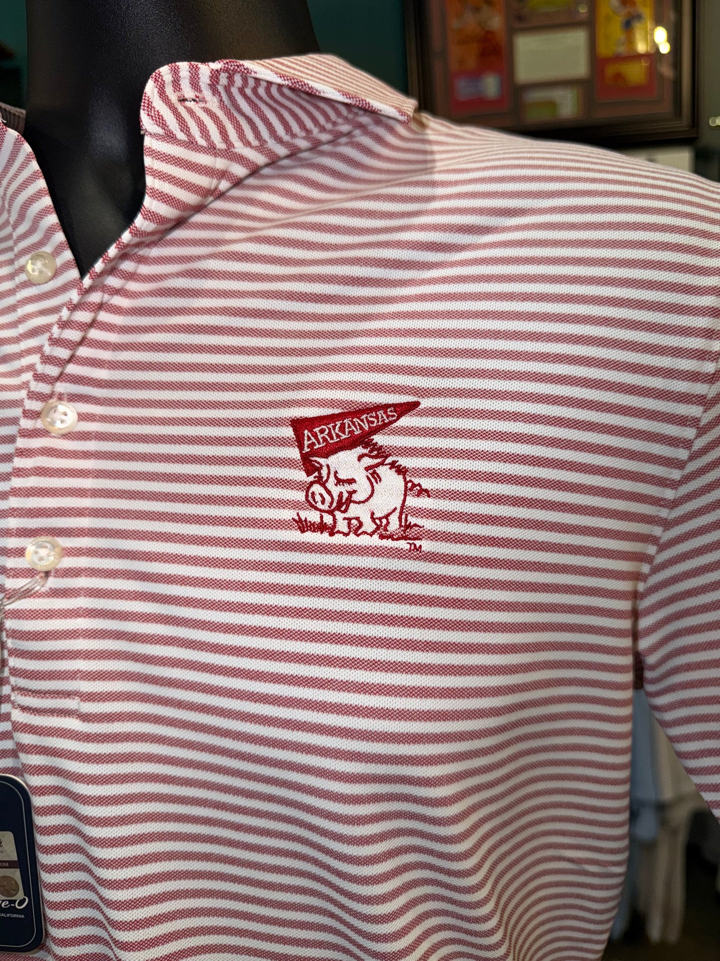 Johnnie-O Hog with Flag Vault Logo Stetsons Pique Polo (Crimson)