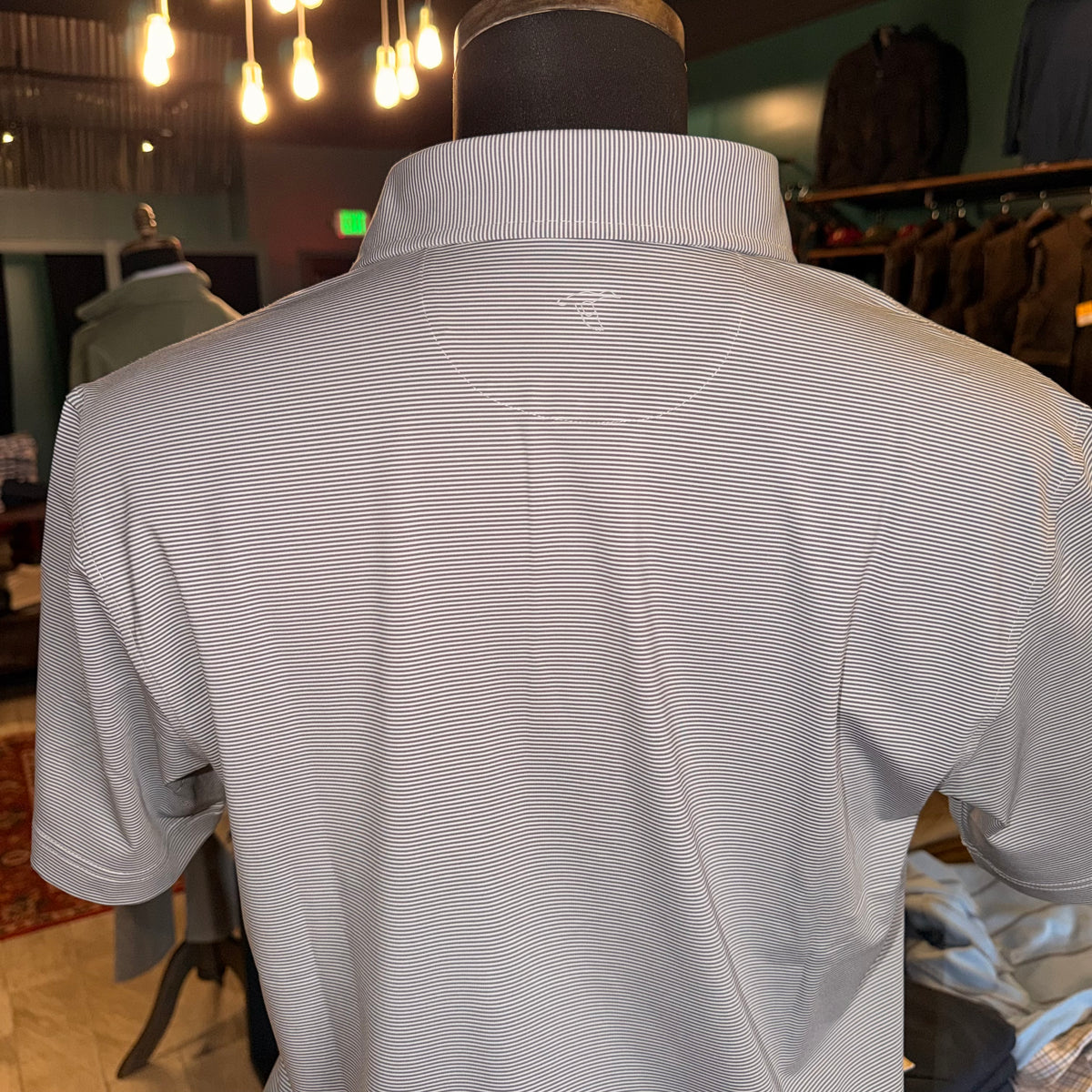 GenTeal Club Pinstripe A-State Mascot Polo (Charcoal)