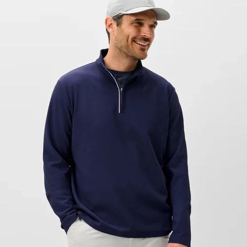 Johnnie-O Hoppin Ribbed Knit Performance Pullover (Navy)