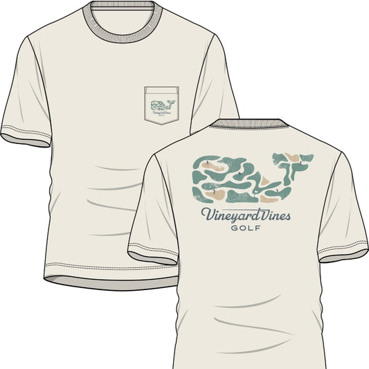 Vineyard Vines Golf Course Whale Short-Sleeve Pocket Tee (Stone)