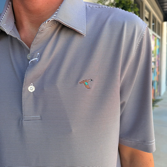 GenTeal Club Pinstripe Performance Polo- Maroon
