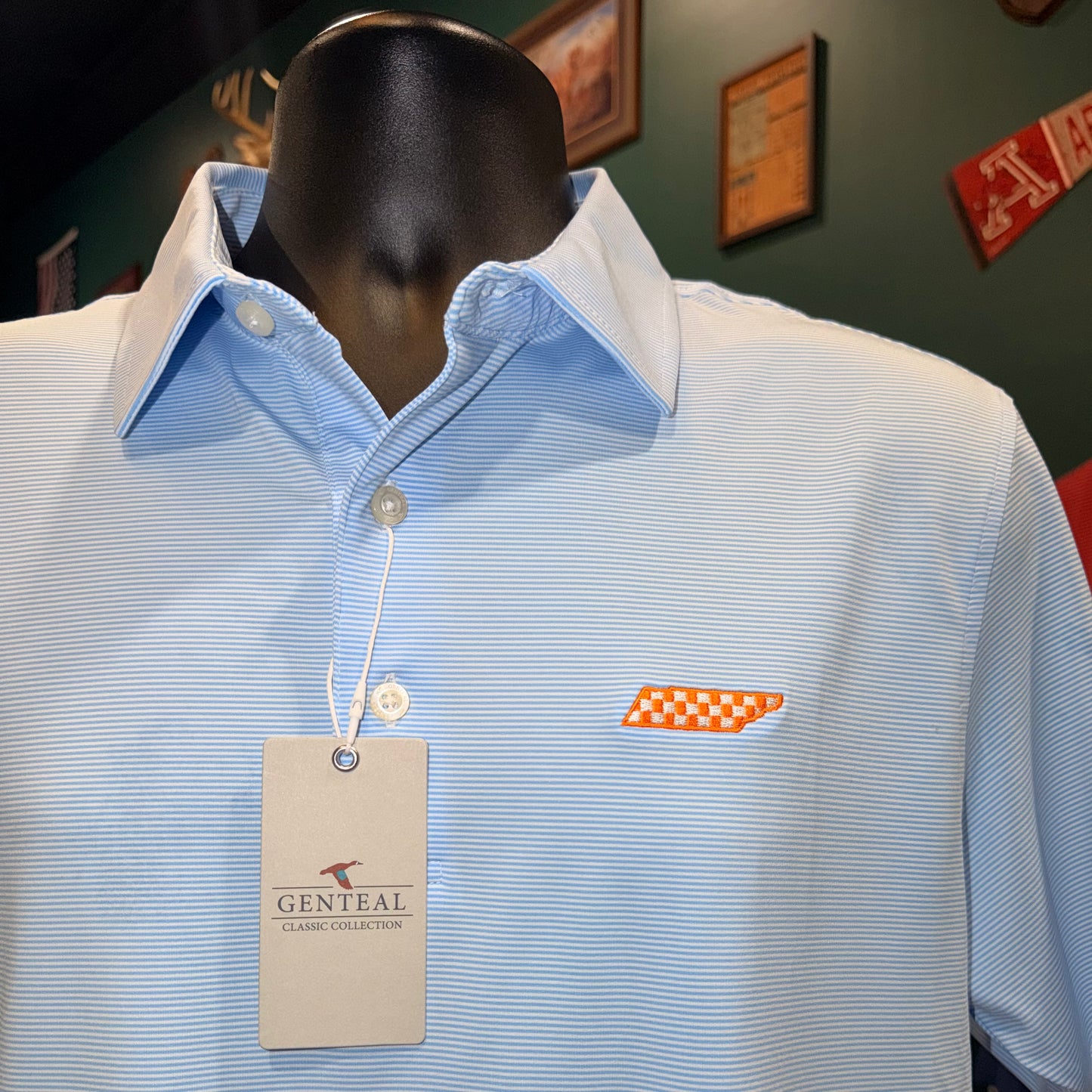 GenTeal Tennessee Vault Pinstripe Performance Polo (Heritage Blue)
