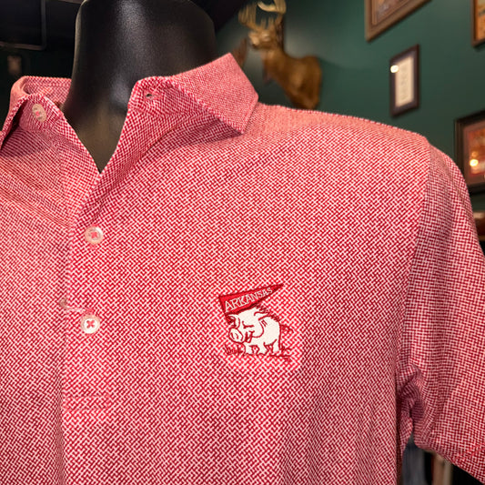 Johnnie-O Hinson Polo Arkansas “Hog w/ Flag” (Crimson)