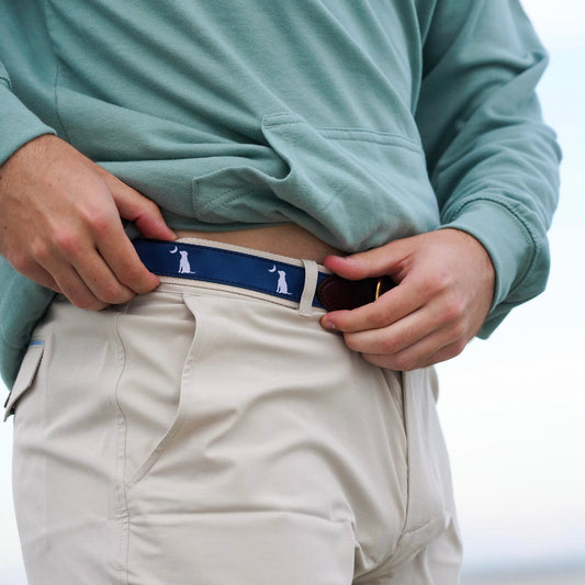 Local Boy Ribbon Belt (Navy Dog & Moon)
