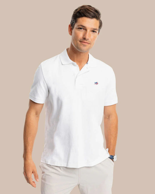 Southern Tide USA Skipjack Polo- Classic White
