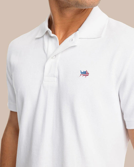 Southern Tide USA Skipjack Polo- Classic White