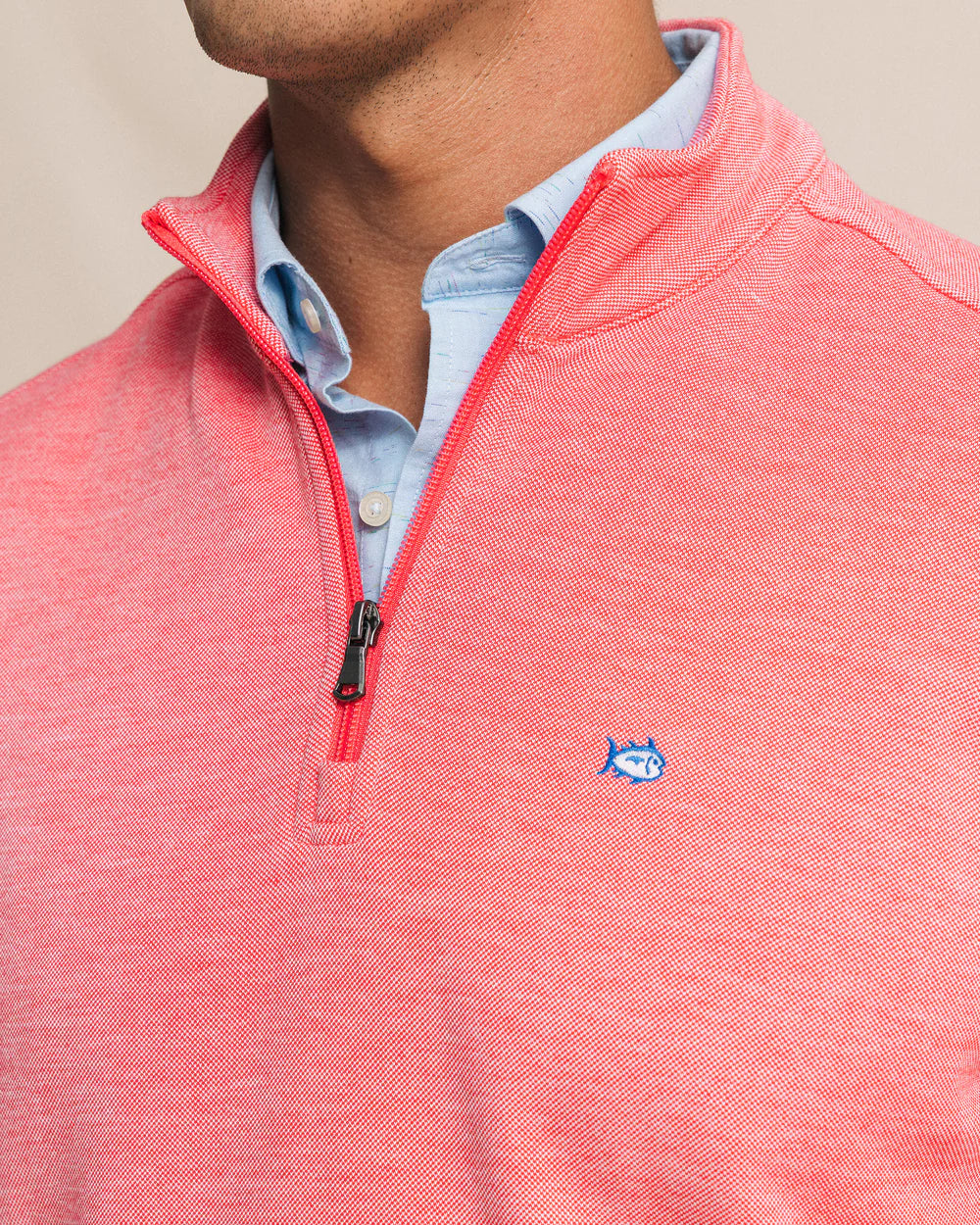 Southern Tide Sandy Cover Pique Quarter Zip- Channel Marker Red