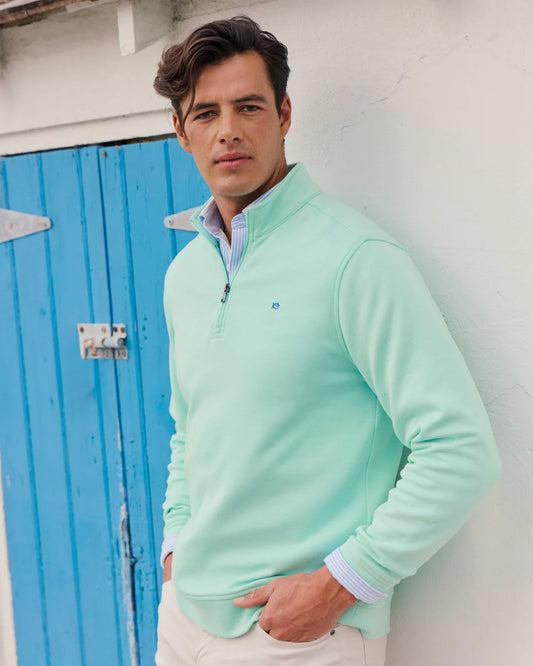 Southern Tide Sandy Cover Pique Quarter Zip- Gulf Shore