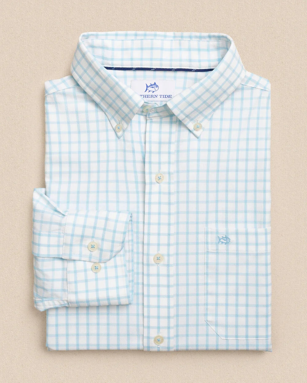 Southern Tide 
Tradewind Tattersall Coastal Breeze® Sport Shirt- Tropical Breeze Blue