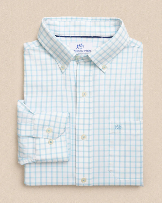 Southern Tide 
Tradewind Tattersall Coastal Breeze® Sport Shirt- Tropical Breeze Blue
