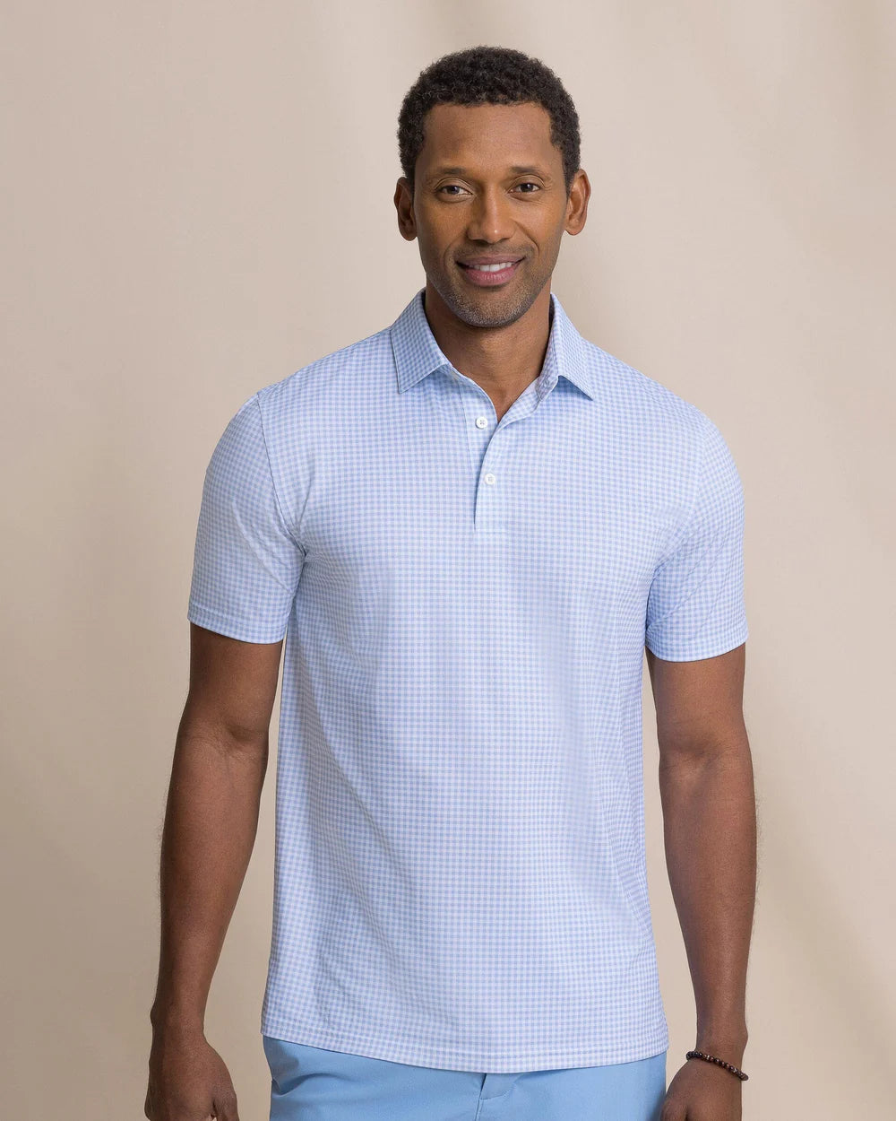 Southern Tide Driver Island View Gingham polo- Tide Blue