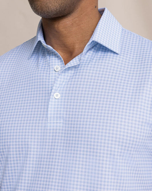 Southern Tide Driver Island View Gingham polo- Tide Blue