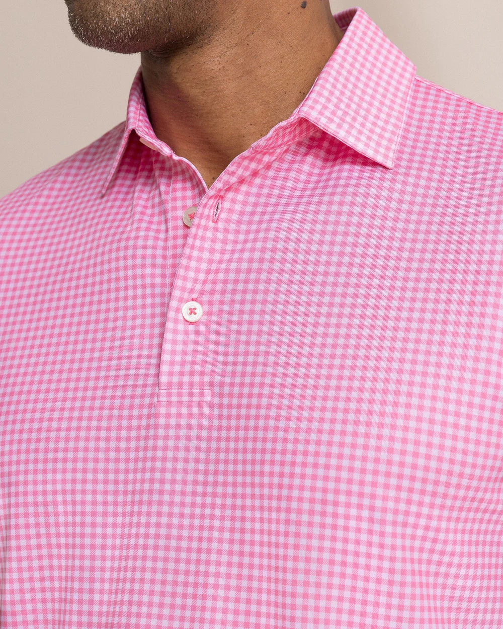 Southern Tide Driver Island View Gingham polo- Island Pink