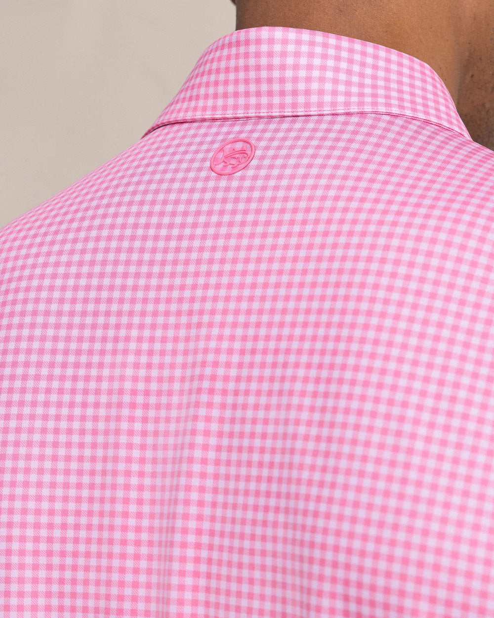 Southern Tide Driver Island View Gingham polo- Island Pink