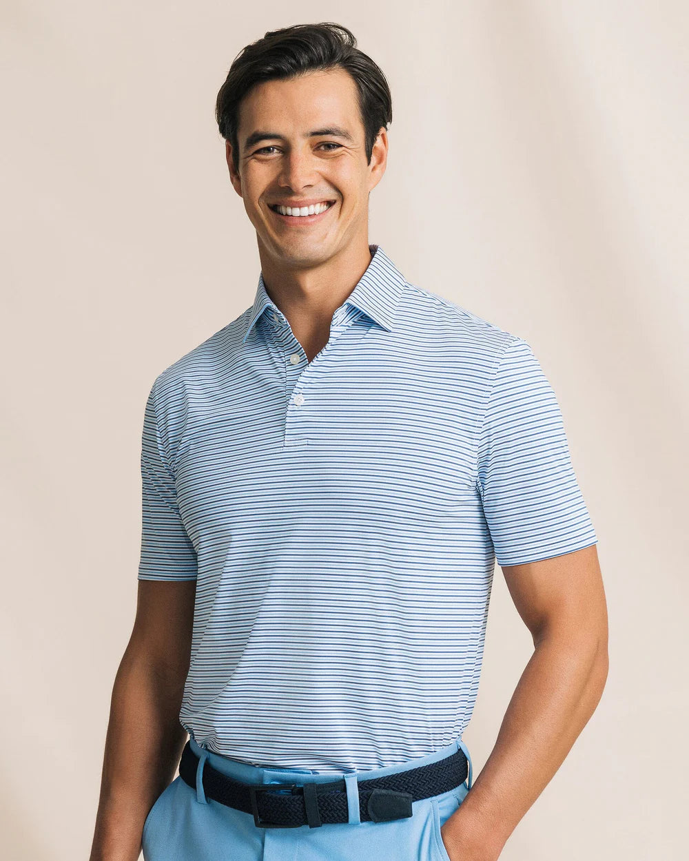 Southern Tide Pelican Landing Stripe Coastal Breeze® Performance Polo