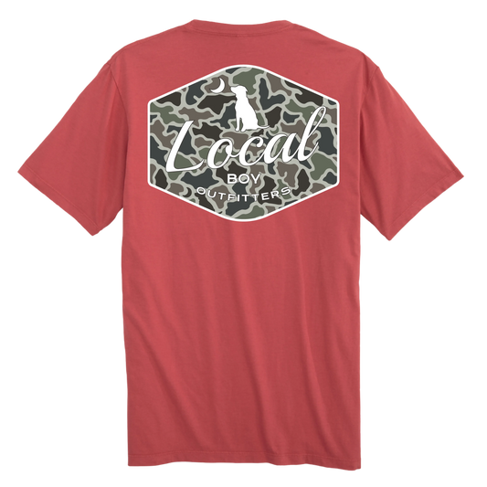 Local Boy Dog & Moon Camo Badge- Brick