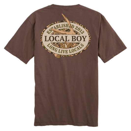 Local Boy Old School Antler Oval- Espresso