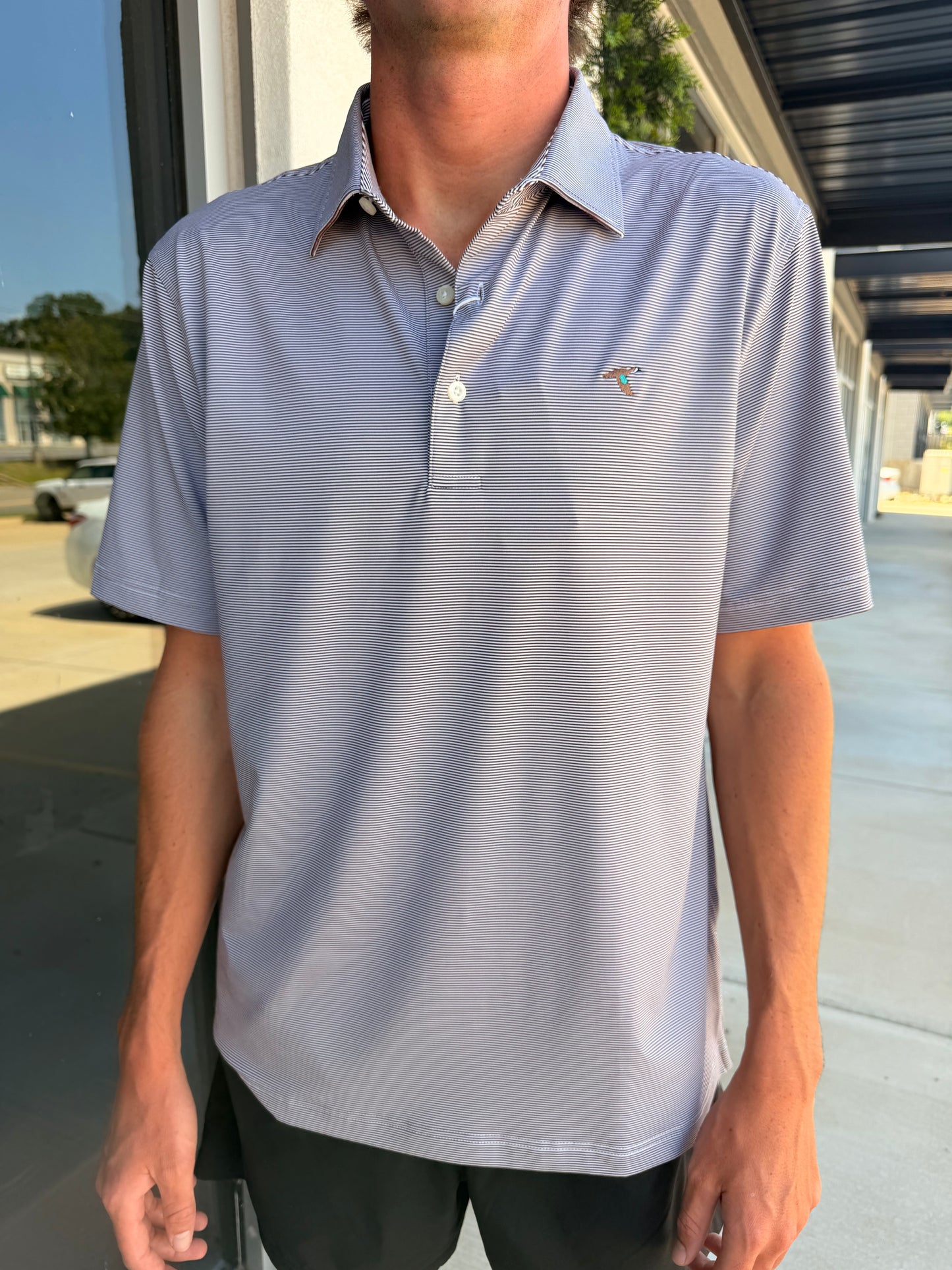 GenTeal Club Pinstripe Performance Polo- Maroon