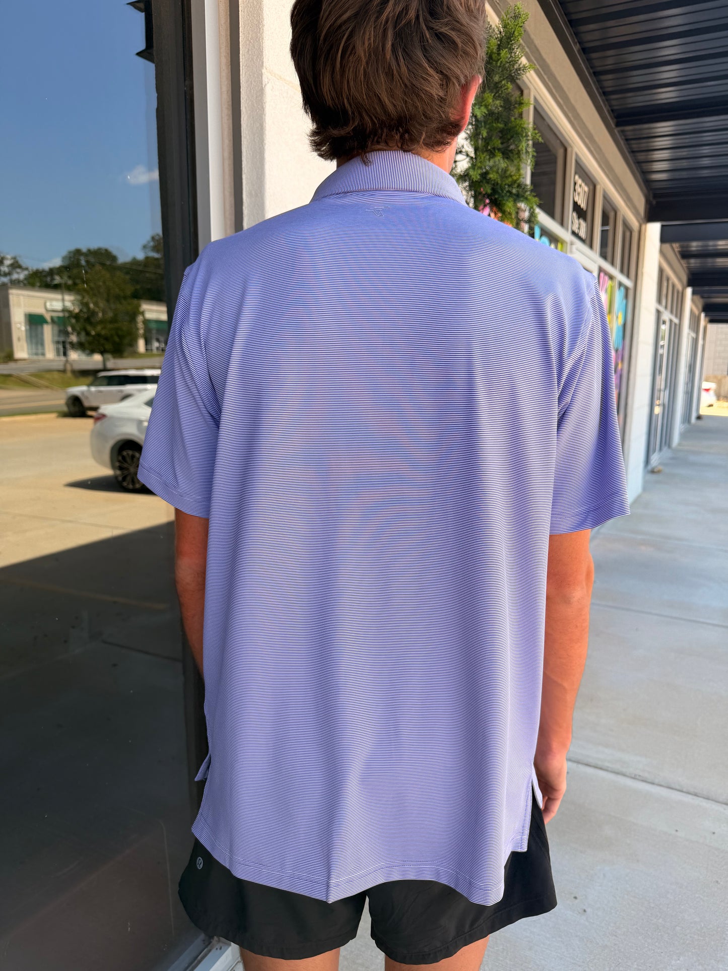 GenTeal Club Pinstripe Performance Polo- Purple
