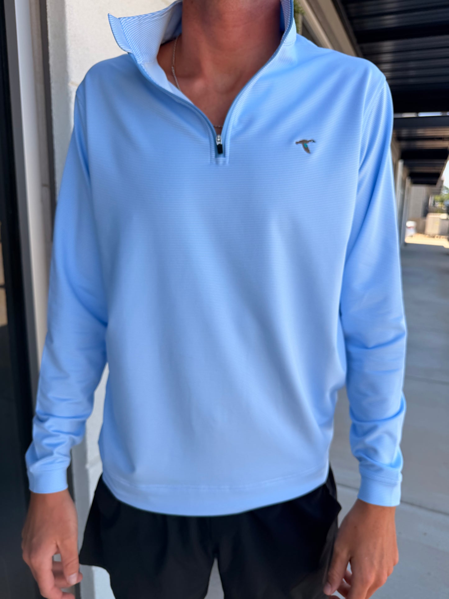 GenTeal Venture Pinstripe Performance Quarter-Zip- Heritage Blue