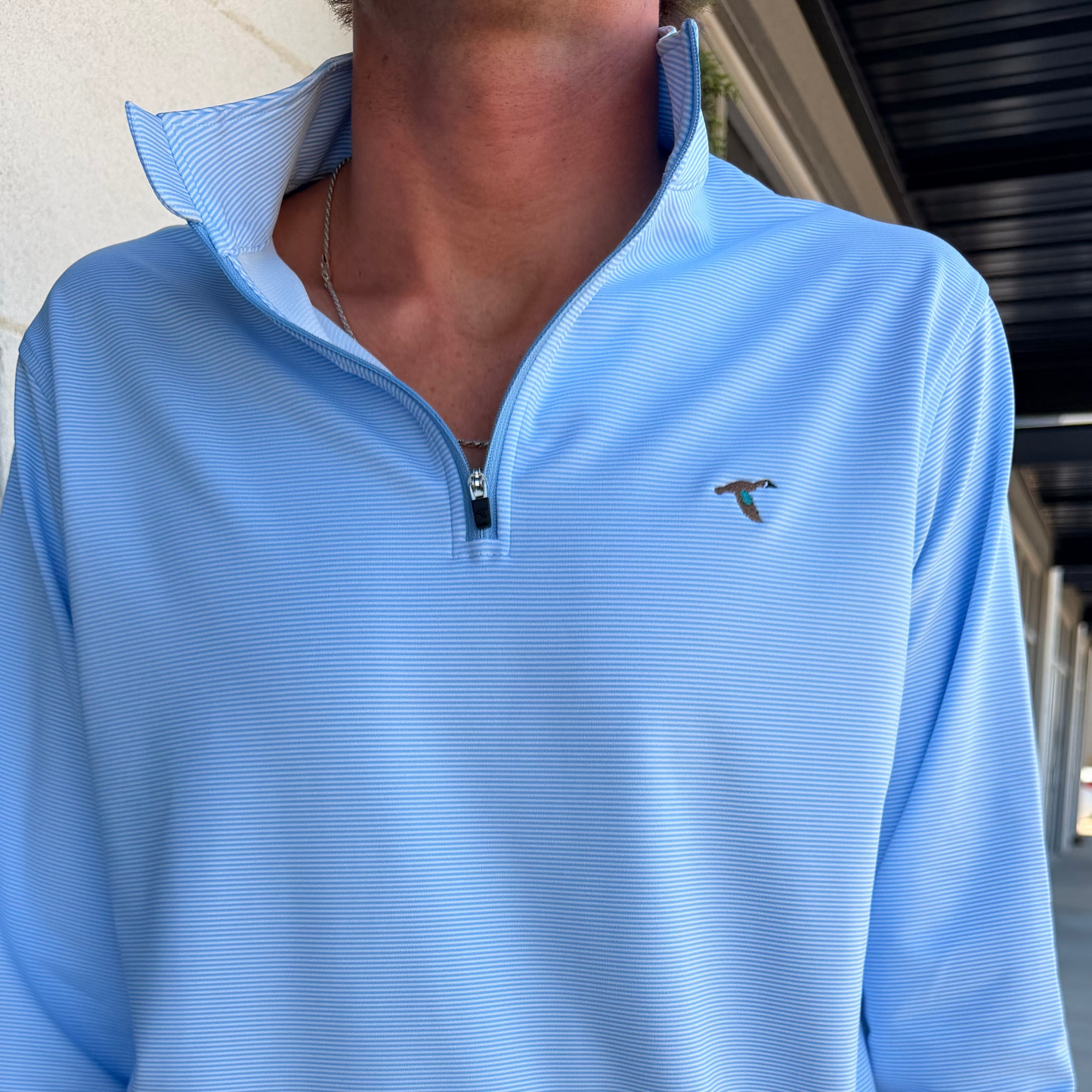 GenTeal Venture Pinstripe Performance Quarter-Zip- Heritage Blue