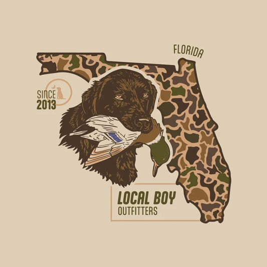 Local Boy Old School Retriever State Tee (FL)- Latte