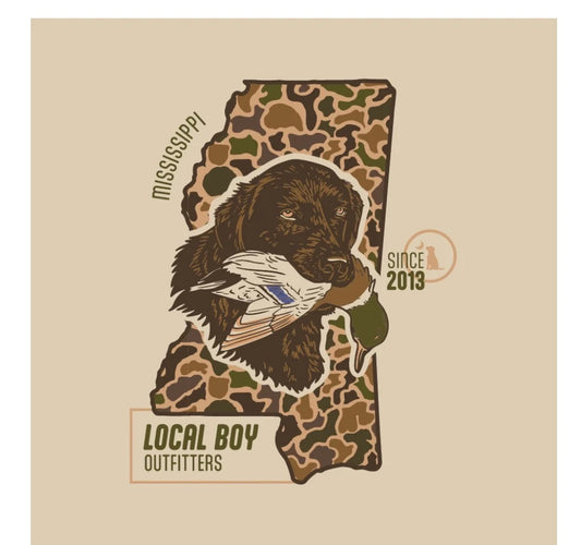 Local Boy Old School Retriever State Tee (MS)- Latte