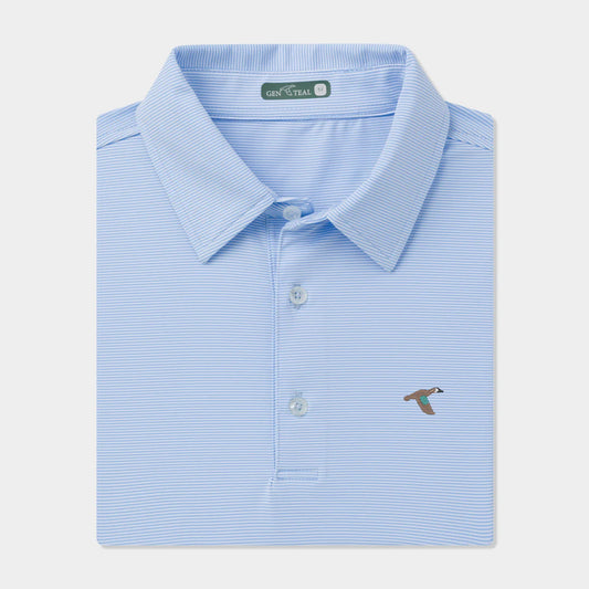GenTeal Club Pinstripe Performance Polo- Heritage Blue