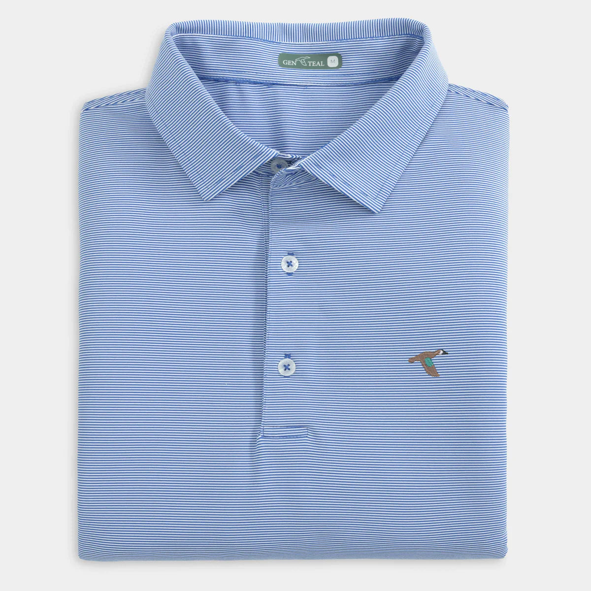 GenTeal Club Pinstripe Performance Polo- Royal Blue