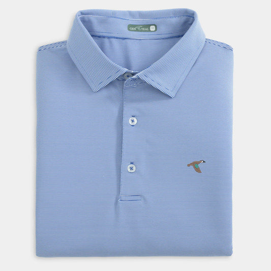 GenTeal Club Pinstripe Performance Polo- Royal Blue