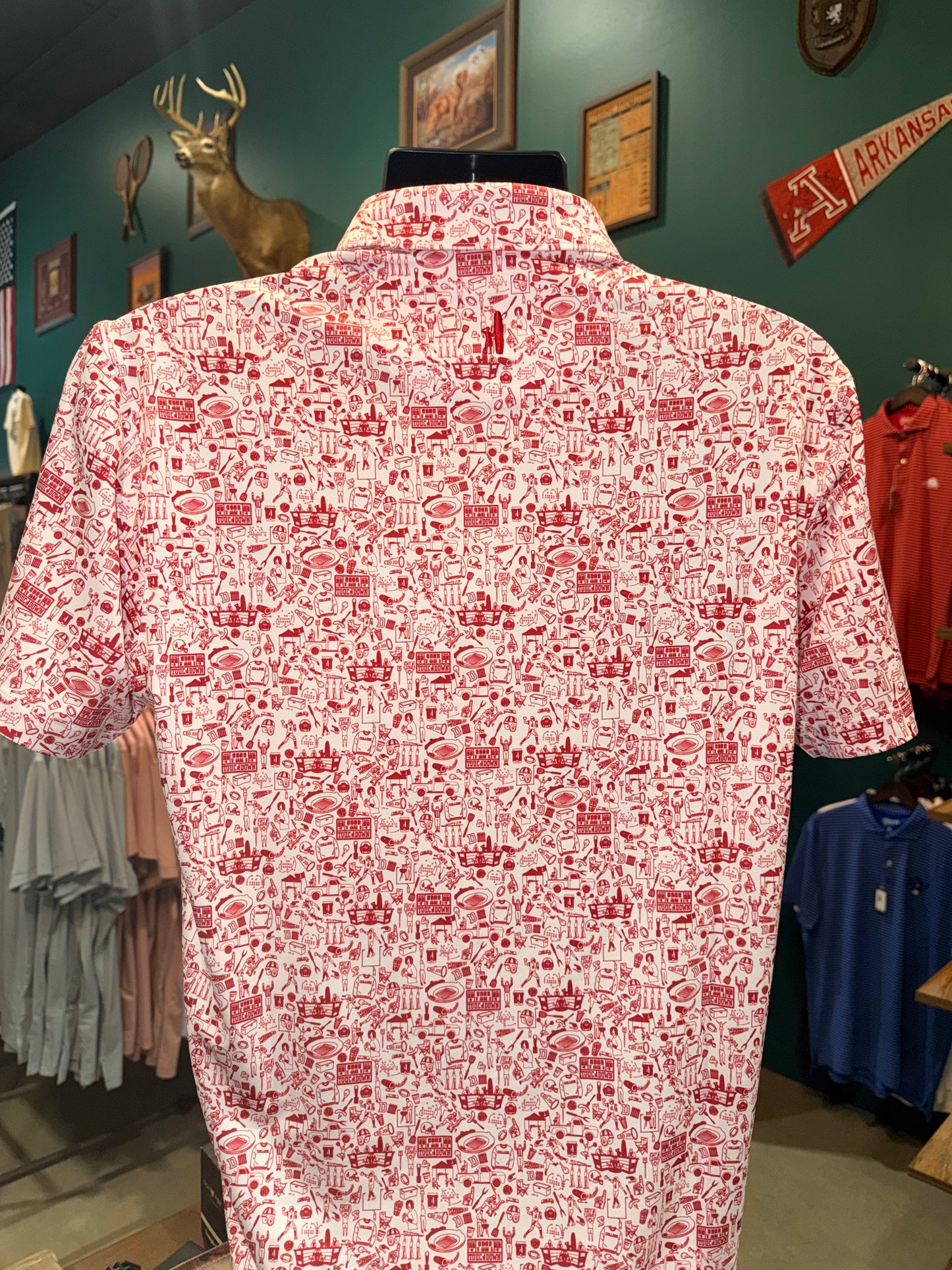 Johnnie-O Arkansas Tailgater Printed Polo (White)