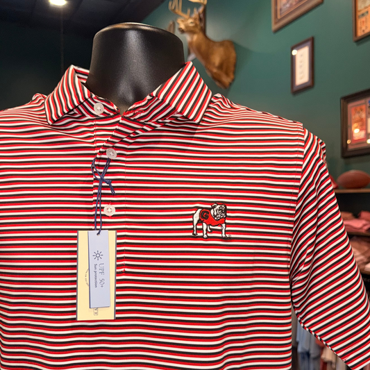 Onward Reserve Georgia “UGA Bulldog” Tri Stripe Performance Polo (Red)