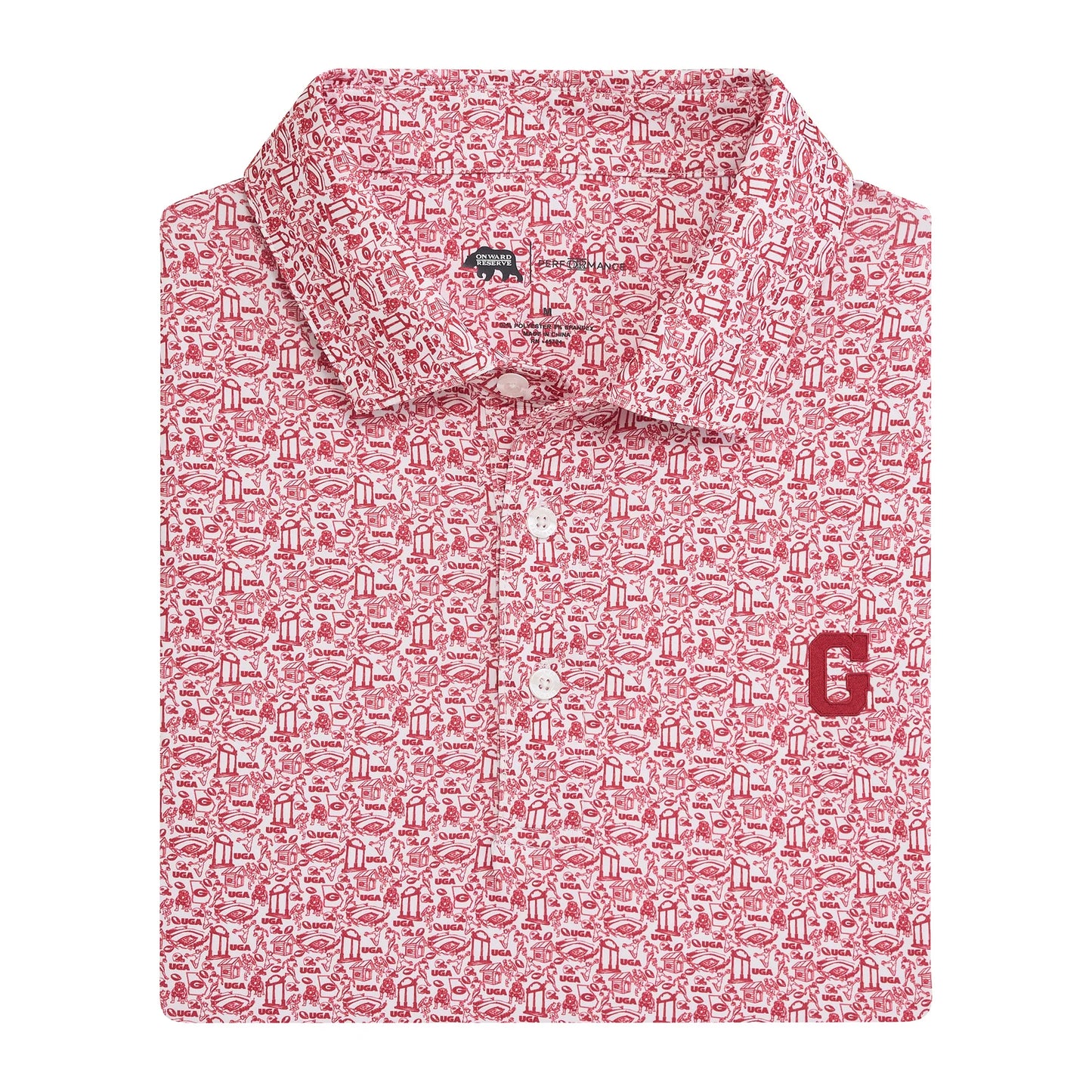 Onward Reserve Georgia Icon Printed Performance Polo (White)