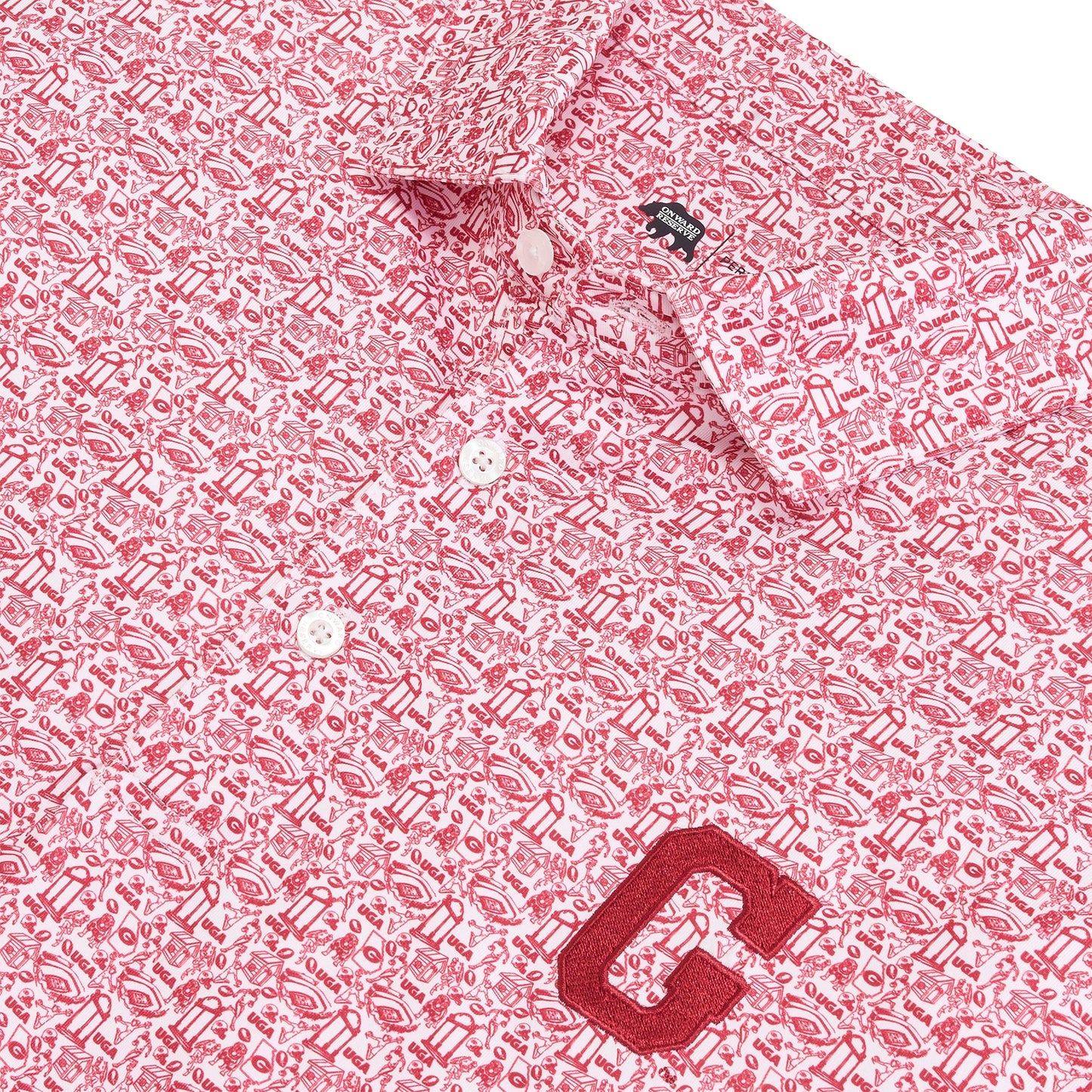 Onward Reserve Georgia Icon Printed Performance Polo (White)