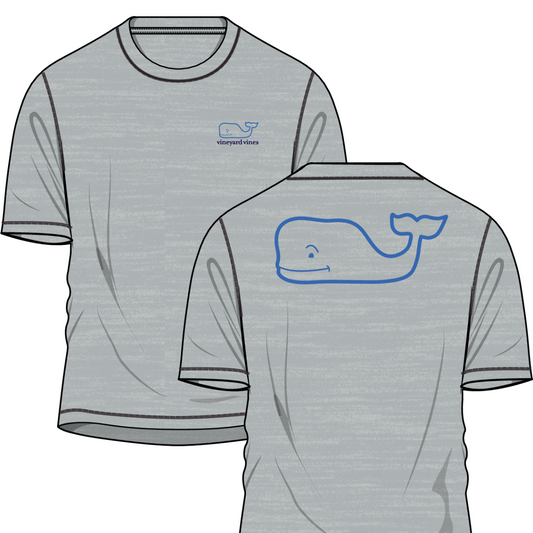 Vineyard Vines Performance Whale Habor SS Pocket Tee (Grey Heather)